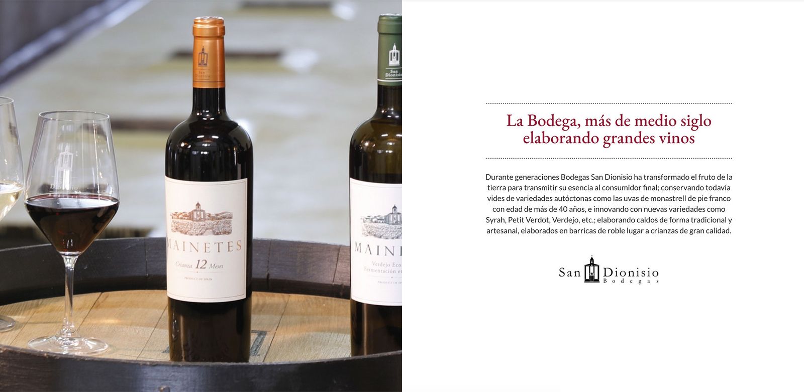 Diseño UI/UX de la home de Bodegas San Dionisio, vista alternativa