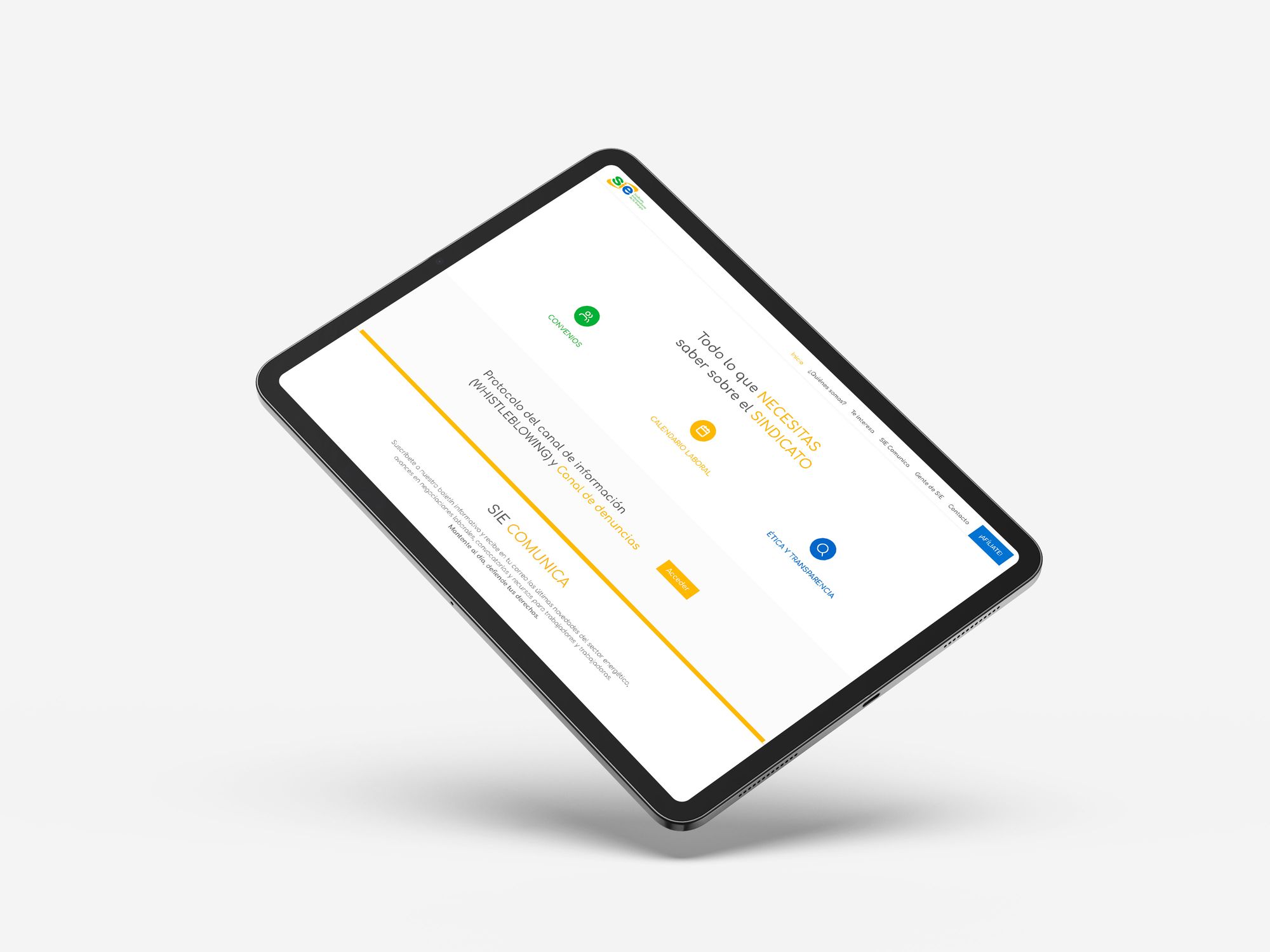 Diseño responsive para tablet de la intranet Web Sie