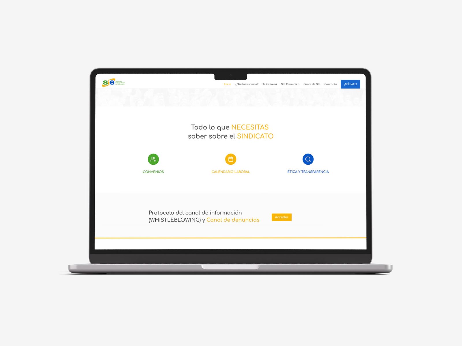 Diseño UX/UI de la página de inicio de la intranet Web Sie
